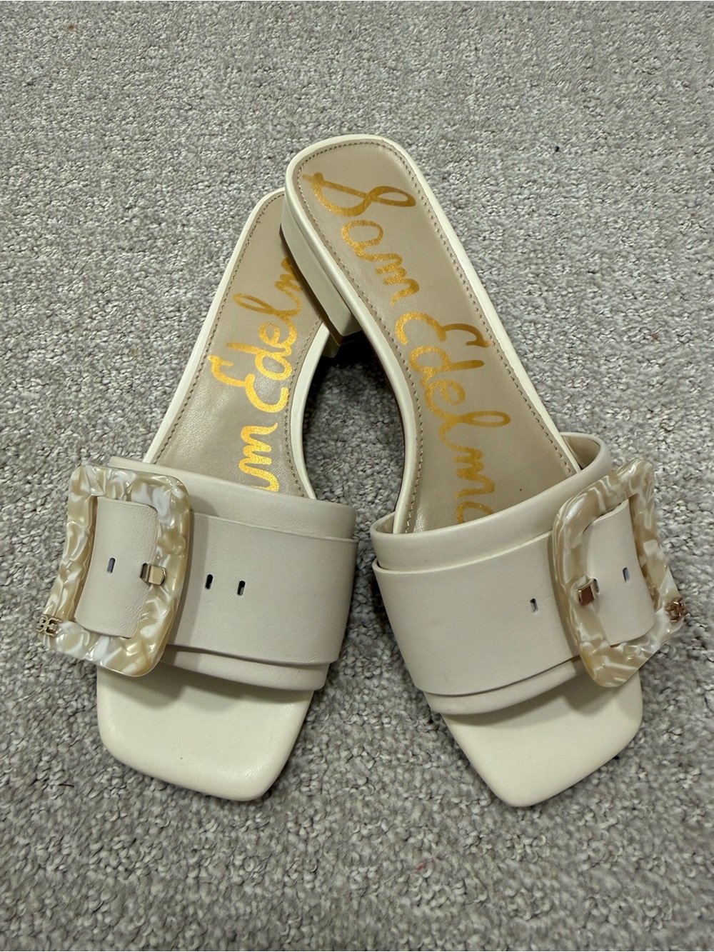 Sam Edelman Dillon Cream Buckle Slide Sandals